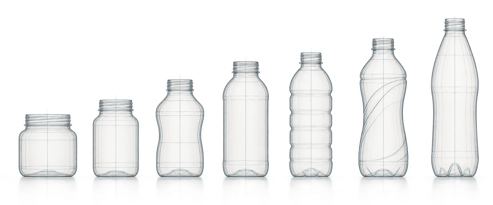 Reference visualization of an unbranded PET container representing this application route.